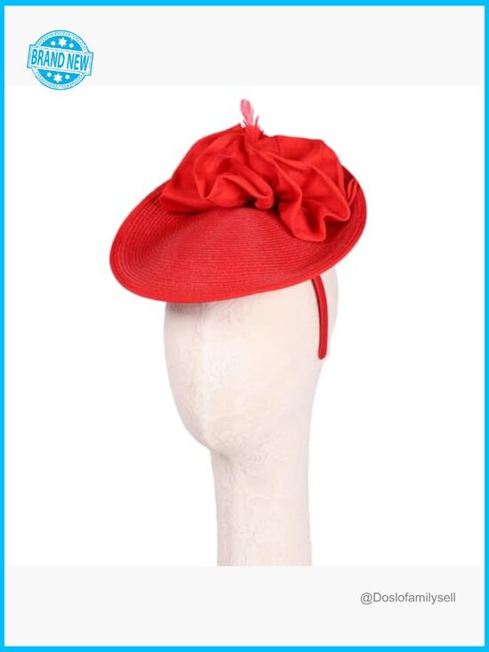 Straw Derby Hat with Feather Luxury Fascinator for Weddings Cocktail Tea main image 5